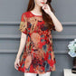 Fashion Plus Size Women's Summer Fat Mother's Clothing Printed Top Loose Cover Belly Thin Women's T-shirt