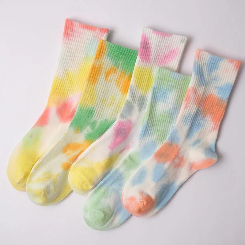 Two Pairs of Unisex Tie-dye Socks Personalized Street Sports Skateboard Socks Basketball Socks