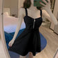Sexy Dress Net Celebrity Anchor Suspender A-line Skirt Slim Slimming Wrinkled Low-cut Zipper Temperament Short Dress