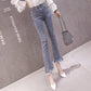Fashion Women Flare Jeans Stretch High Waist Lifting Buttocks Wide Leg Denim Pants