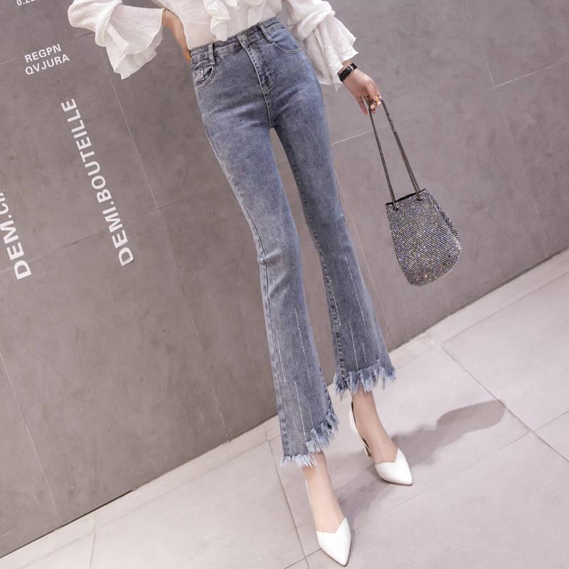 Fashion Women Flare Jeans Stretch High Waist Lifting Buttocks Wide Leg Denim Pants