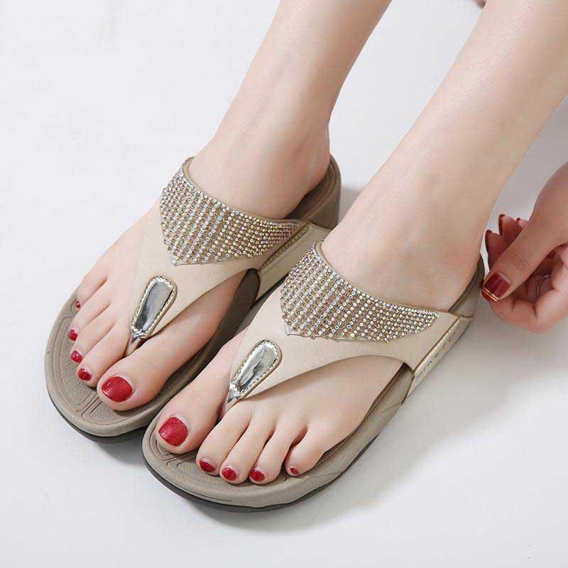 Size35-41 Summer Women Slippers Bohemian Beach Wear-resistant Waterproof Slippers Wedge Platform Leopard Print Sandals Outdoor High Heels Flip Flops