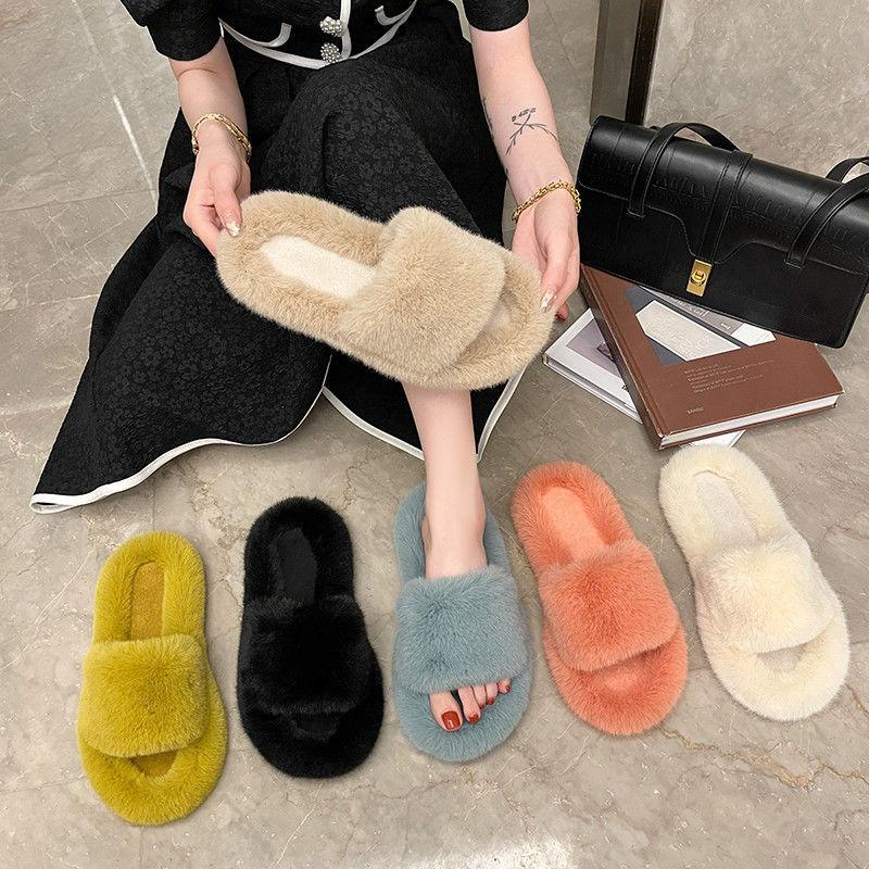 Fashionable Furry Cotton Slippers Ladies Slippers Keep Warm In Autumn and Winter Leisure Home Furnishing