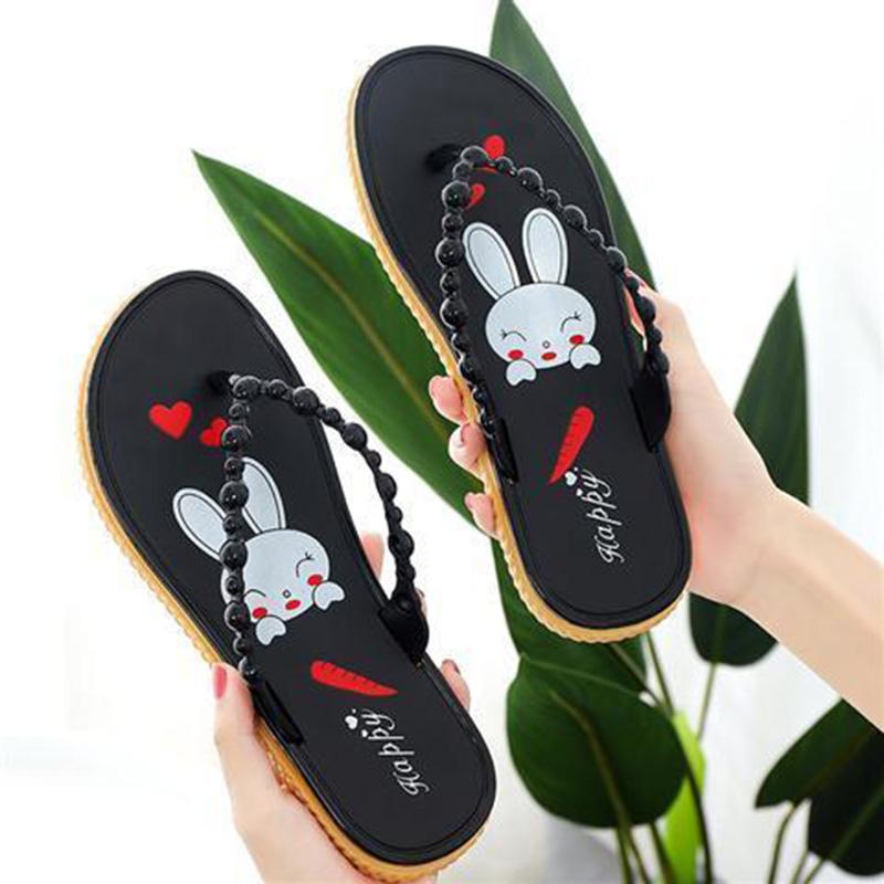 Summer Flip Flops Slippers Women's Thin Strap Non-slip Flat Slippers Beach Shoes Women's Soft Sole Slippers Home and Out Wear