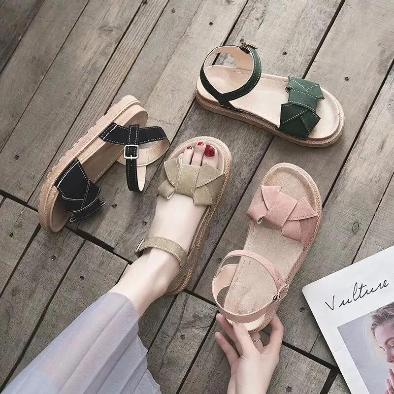 Ladies Sandals Women's Summer Thick-soled Student Fairy Style Collocation Dress Fashion Flat-bottom Trendy Shoes