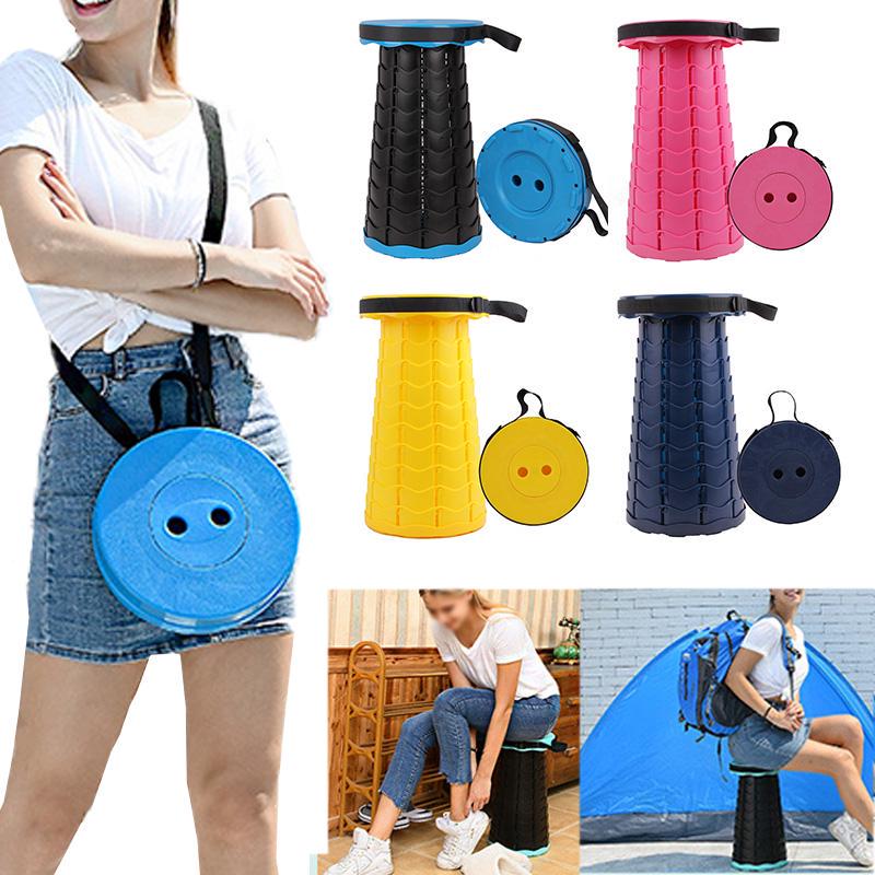 Retractable Stool Seat  Plastic Outdoor Portable Folding Stool Seat Camping Fishing Chair