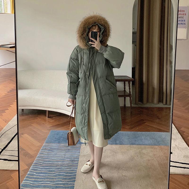 Cotton Clothes Women's Mid-length Winter Clothes Korean Version Ins Hong Kong Style Big Fur Collar Cotton Clothes Bread Clothes Tide