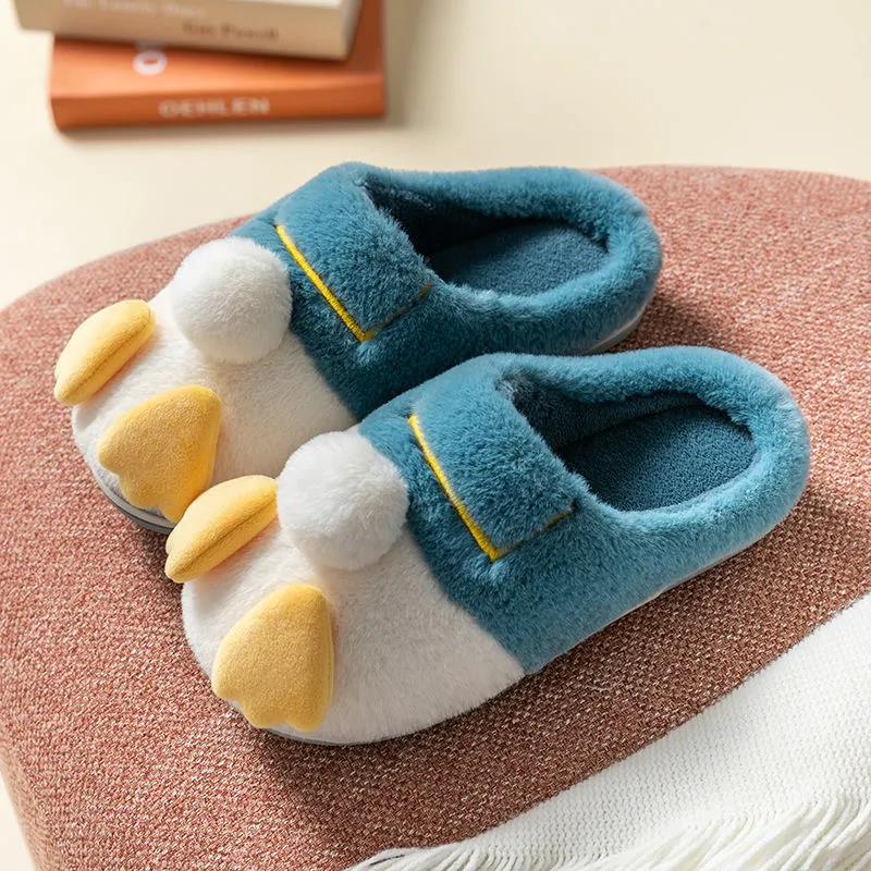 Women Winter Thick Soled Household Warm Slippers Cute Cartoon Non-slip Indoor Bedroom Slippers