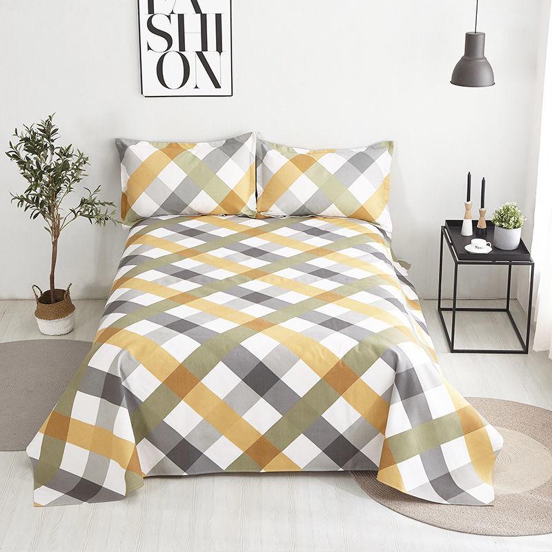 Three-piece Bed Sheet, One-piece Bed Sheet Two Pillowcases Old Coarse Cloth Bed Pure Cotton Thick Bedding Naked Sleeping Removable and Washable