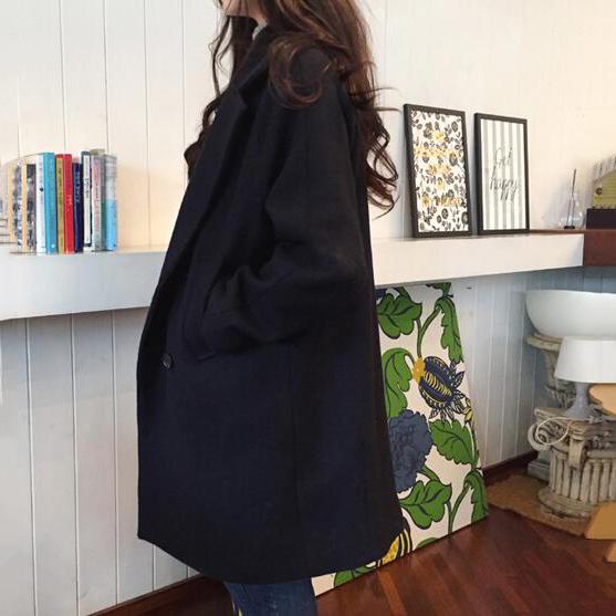Women Wool Coat Winter Autumn Female Long Sleeve Double Breasted Long Jacket Casual Overcoat