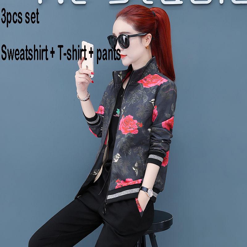 Casual Sweatshirt Set Large Size Spring and Autumn Women 3pcs set Wild Long Sleeve