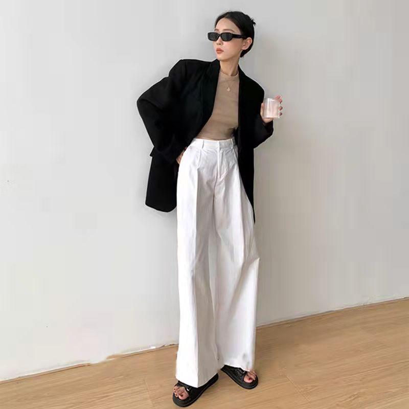 Suit Jacket Women's Spring and Autumn All-match High Street Design Elegant Suit Black Blazer Coat Casual Jacket Mid-length Top Coat