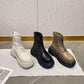 Autumn and Winter Leather Sponge Cake Thick-soled Martin Boots Thin Single Boots Heightening Short Boots All-match