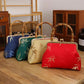 Ethnic Style Women Silk Bamboo Leaves Printing Handbag Messenger Dual Purpose Exquisite Elegant Doctor Bag