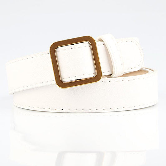 Fashion Women Belt square Shape Buckle Waist Belt Casual Leather Belts for unisex