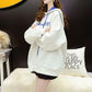 Women's Large Size Loose Hooded Tops Versatile Casual Plush Coat Autumn and Winter Mid-length Hoodies Streetwear Warm Coat