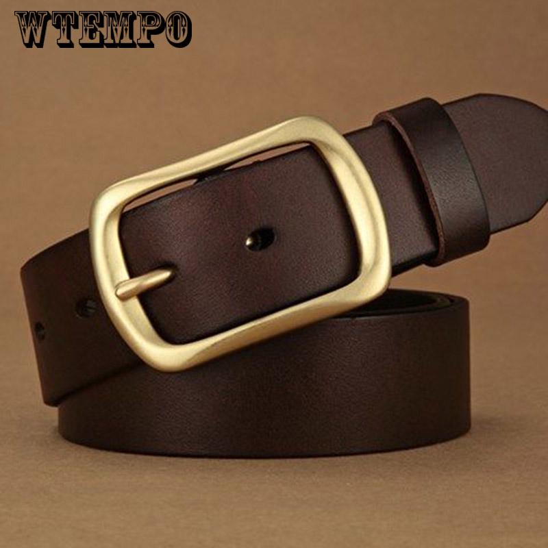 Genuine leather belts for men Copper Pin buckle First Layer belt for man Luxury waistband male