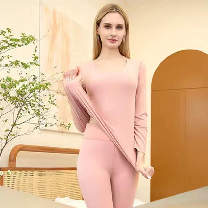 Women Long Sleeve Thermal Underwear Winter Thicken Tight Suit Sexy Pajamas Autumn Windproof High Elasticity Slim Body Comfortable Breathable Wearable