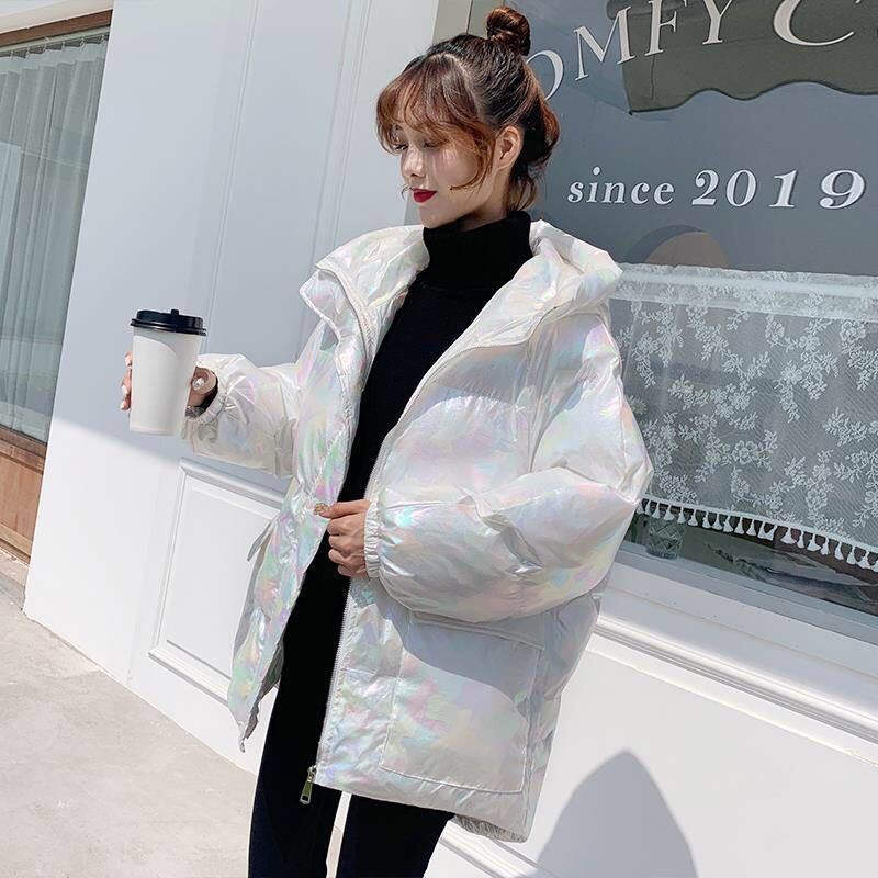 Bright Face Down Padded Jacket Women Korean Version of Loose Winter Coat Thick Bread Suit Coat Colorful Cotton Jacket Women