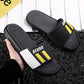 Size38-45 Summer Men Sandals Comfortable Non-slip PU Leather Letter Stripe Beach Slippers Casual Outdoor Slippers Drag Flip Flops