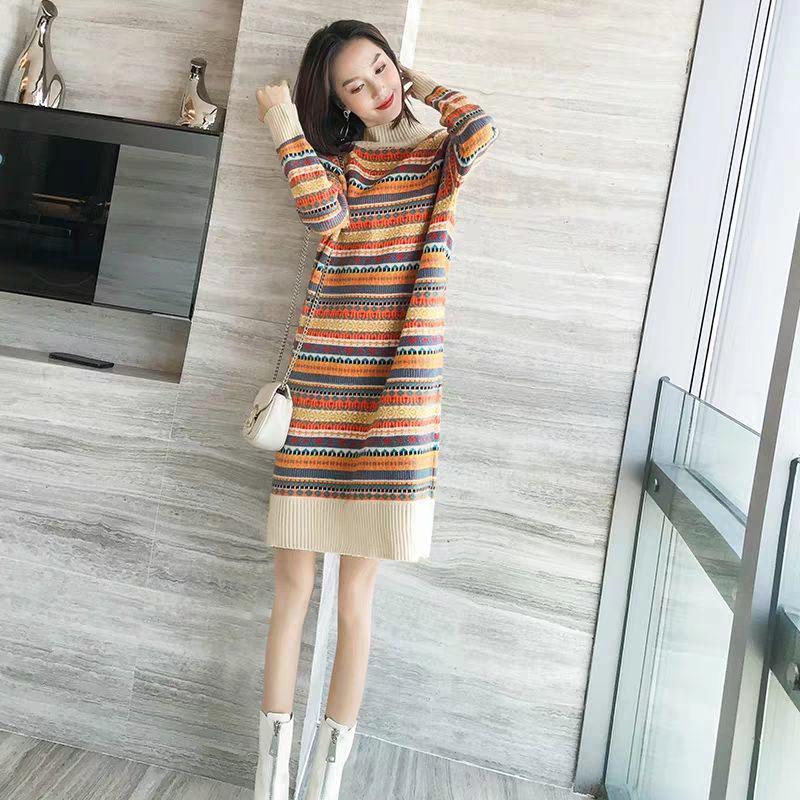 Autumn and Winter Knitted Bottoming Shirt with Long Sleeves Highlights Temperament Tops Slim Fashion Sweater Skirt