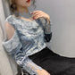 Half Turtleneck Gold Velvet Lace Bottoming Shirt Spring Fashion Halter Mesh Ladies Long Sleeve Top