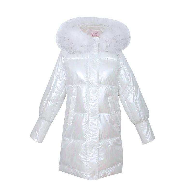 Bright Color Bright Cotton Coat Women 2 Color-changing Cotton Coat Thick Stand-up Collar Mid-length Coat