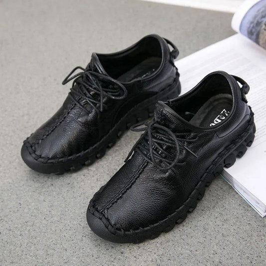 Cowhide Women's Shoes Spring and Autumn Sports Casual Shoes Leather Comfortable Flat Bottom Mother Shoes Soft Bottom All-match Four Seasons Shoes