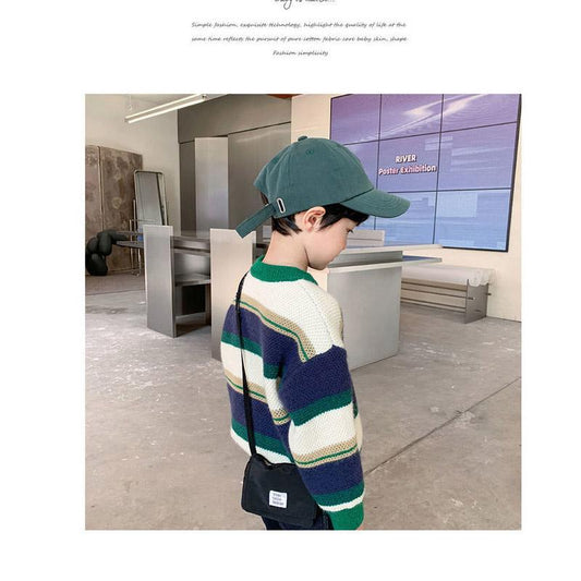 Children's Sweaters, Boys' Sweaters, Autumn and Winter Clothes, Foreign Style, Small, Medium and Big Children's Striped Pullover Tops