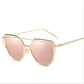 WTEMPO Double Beam Metal Cat Eye Sunglasses Women Oval Colorful Lady Sunglasses 2019 Oval Frame Vint