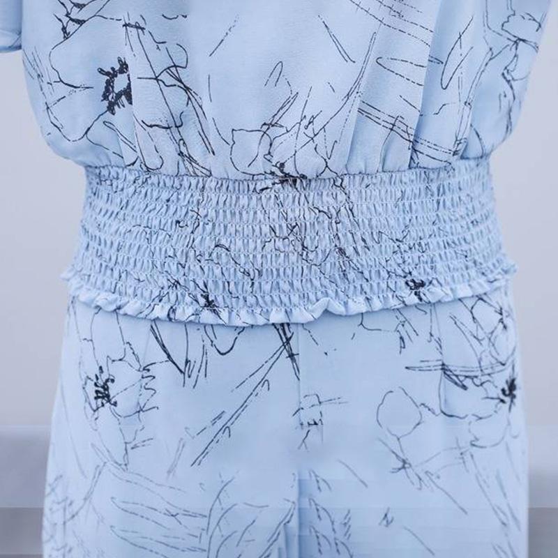 Suit Women Summer Two-piece Trousers Loose Floral Blouse Wide-leg Pants Casual Suit Temperament Elegant Sweet Cute Chiffon Suit