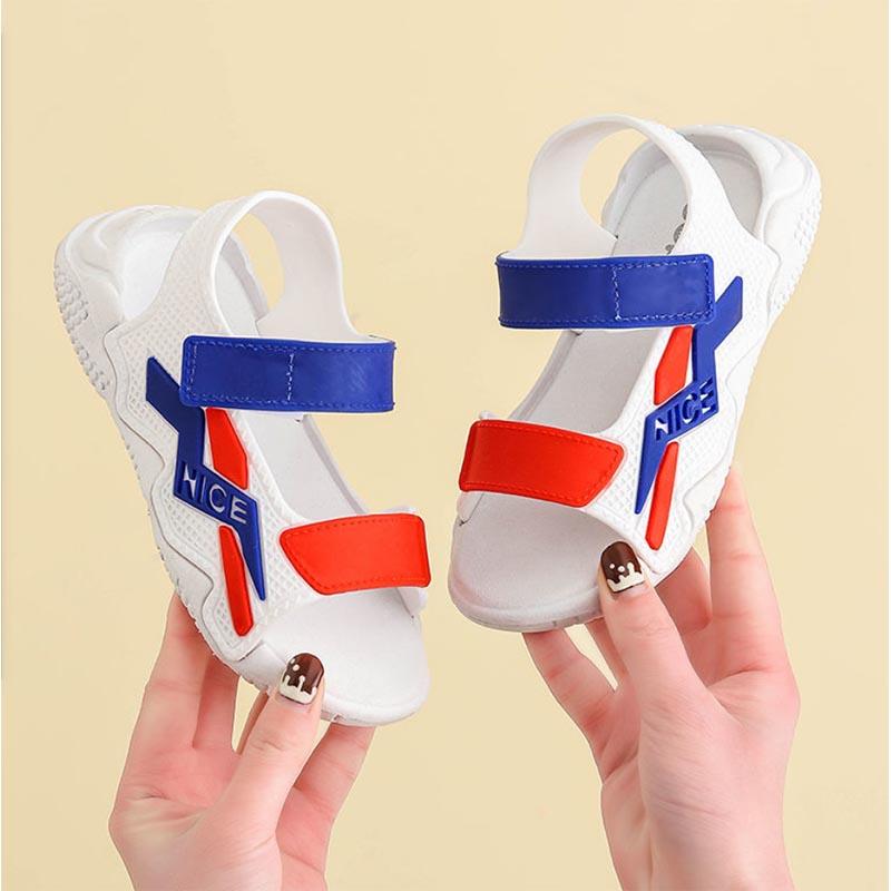 Sandals Solid Color Contrast Color Non-slip Soft Bottom Cartoon Indoor Small, Medium and Large Children Outside Wear Beach Open-toe Sandals