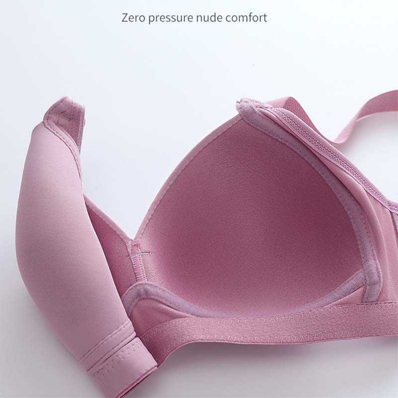 Women Breathable Large Size Thin Glossy Bra Without Steel Rings Three-row Buckle Adjustable Shoulder Straps Simple Natural Bra