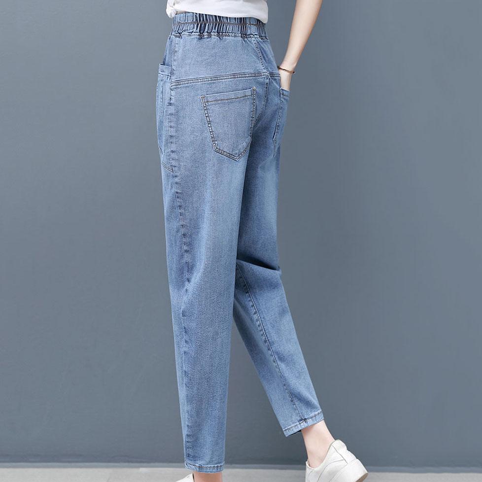 Women's Autumn Cropped Pants Loose Solid Color Long Jeans Spring High Waist Haren Pants Large Size Streetwear Pants