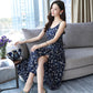 Summer Sexy Suspender Long Skirt Holiday Beach Skirt Strap Chiffon Floral Dress Female Split Casual Fashion