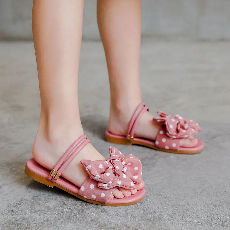 Girl's Slippers In Summer Soft Sole Outdoor Slipper Non Slip Bow Decoration Casual Light Dual Purpose Slippers