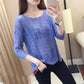 Women's Thin Hollow Knitted Sweater Three-quarter Sleeve Bottoming Shirt Loose Pullover Hollow Short-sleeved Sunscreen Top