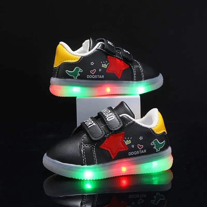Children's Light Shoes Baby Shoes Spring and Autumn Boys' and Girls' Small White Shoes Anti-skid Middle and Small Children's Sports Walking Shoes