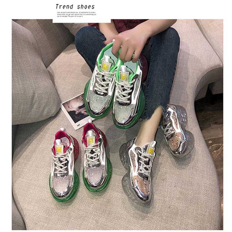 Summer Women Sneakers Fashion Comfortable Casual Dad Shoes Sequins Girl Graffiti Breathable Platform Shoes Woman Sandals