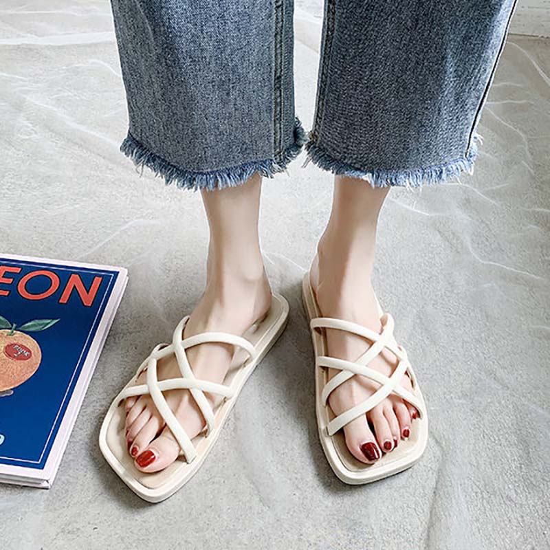 Ladies Sandals and Slippers for Outer Wear, Summer Korean Fashion Soft Bottom Non-slip Student Fairy Style Slippers
