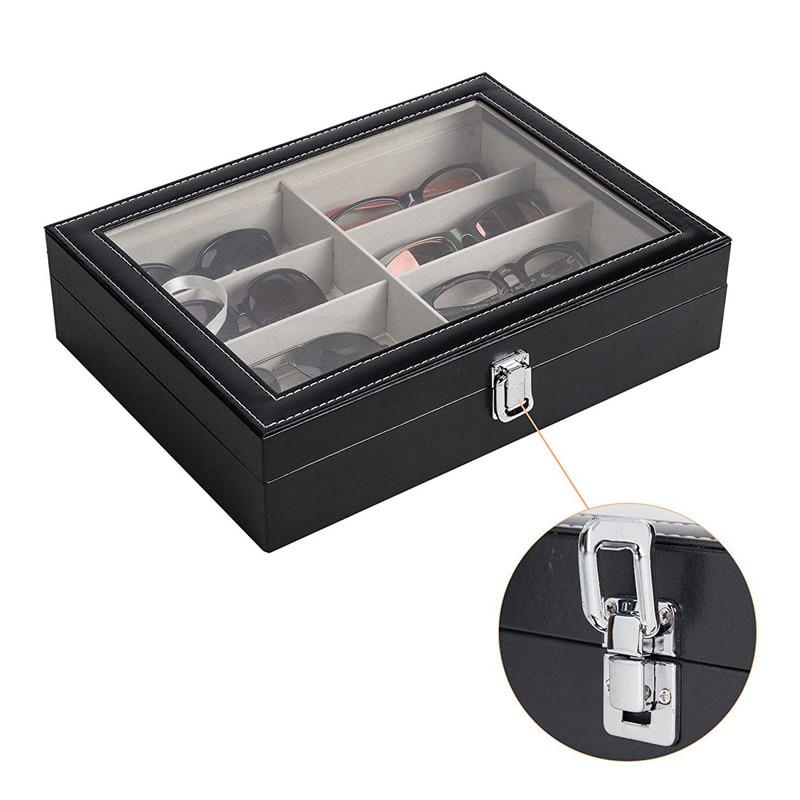 Eyeglass Sunglass Storage Box Imitation Leather Glasses Display Case Storage Organizer Collector 8 S