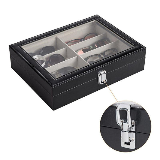 Eyeglass Sunglass Storage Box Imitation Leather Glasses Display Case Storage Organizer Collector 8 S