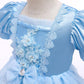 Frozen Aisha Long Skirt European and American Catwalk Princess Dress Short-sleeved Summer Children's Clothing Girls Wedding Net Gauze Dress