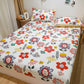 Cotton Bed Pillow Set Three-piece Plus Thick Anti-skid Protection Bed Cover 1.8 Meters 2 Meter Bed Bedding Set Print Field Garden Wind