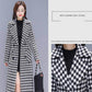 Black and White Plaid Woolen Coat Women's Mid-length Slim Temperament Coat Double-sided