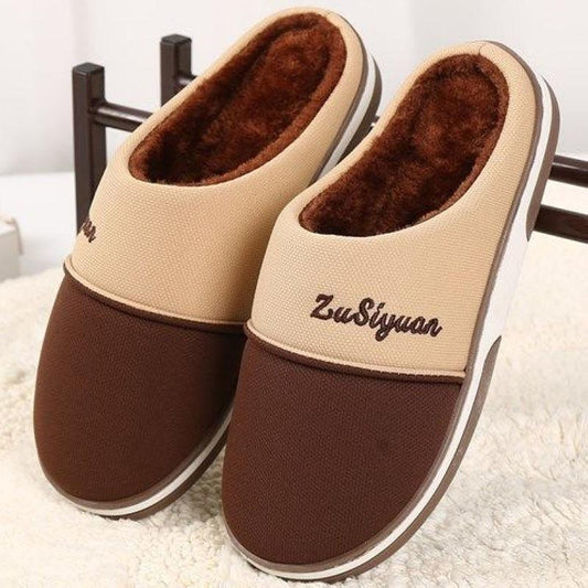 Men's Cotton Slippers Autumn and Winter Large Size Indoor Warm Household Thick Bottom Plus Velvet Non-slip Slippers