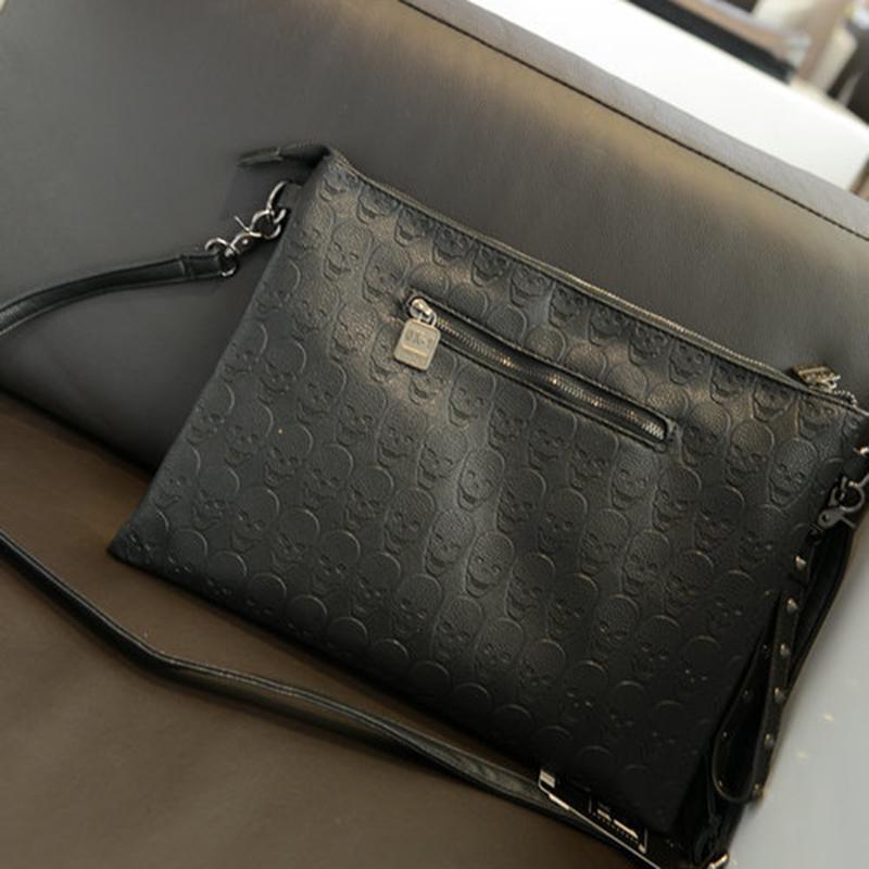 Business briefcase men black rivet anti-theft shoulder Crossbody bags mobile phone package ipad bag