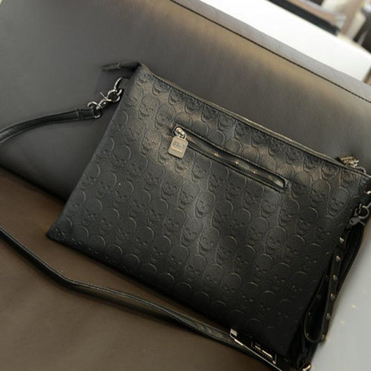 Business briefcase men black rivet anti-theft shoulder Crossbody bags mobile phone package ipad bag