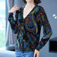 Autumn Winter Ladies V-Neck Cardigan Printing Sweater Coat