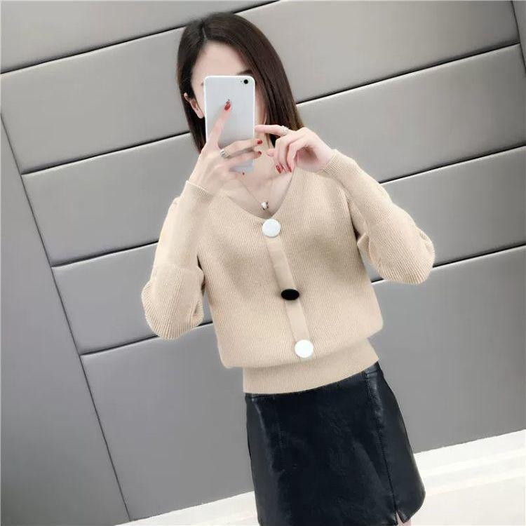 Imitation Mink Sweater Women V-neck Furry Knit Sweater Coat Autumn and Winter Knitted Jumper Top
